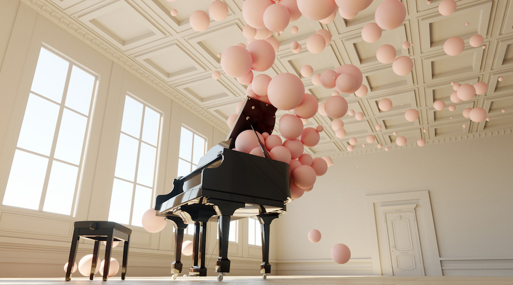 Read more about the article Elegant Installation Visualizes Music as Pastel Pink Bubbles